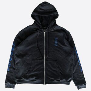 Chrome Hearts Black & Blue Script Logo Zip Up Thermal Hoodie